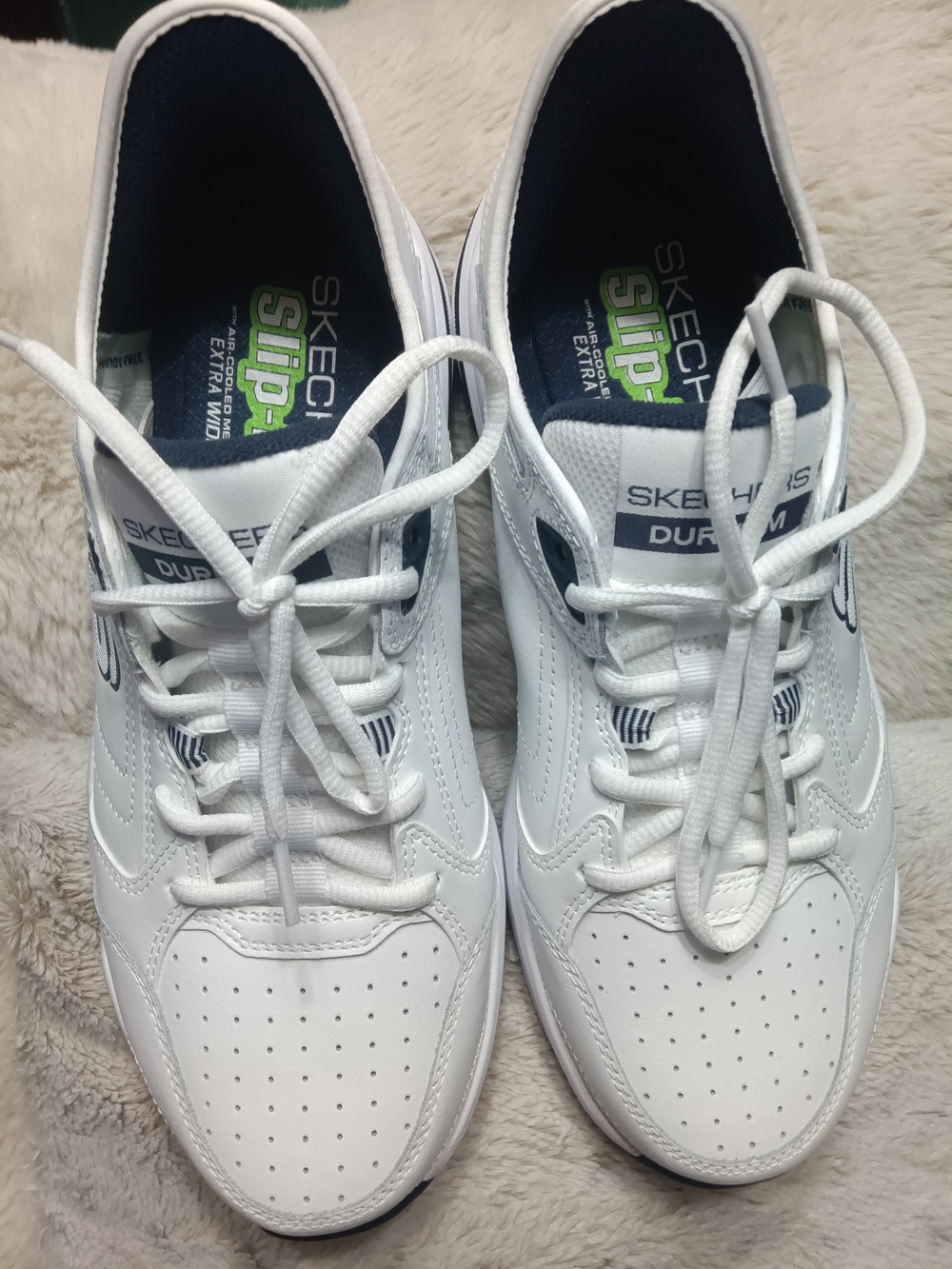 Skechers Men's White Durable Slip-Resistant Athletic Shoes